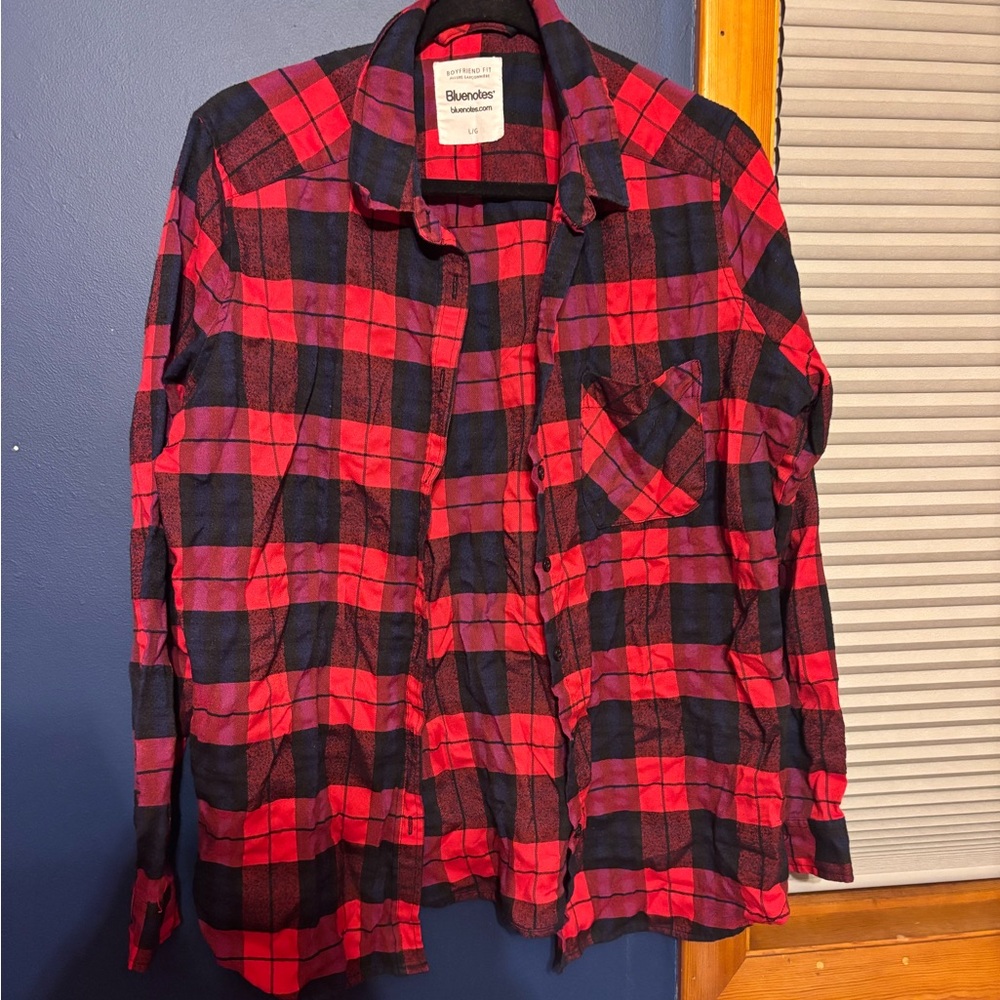 Bluenotes Boyfriend Fit Red & Blue Flannel T